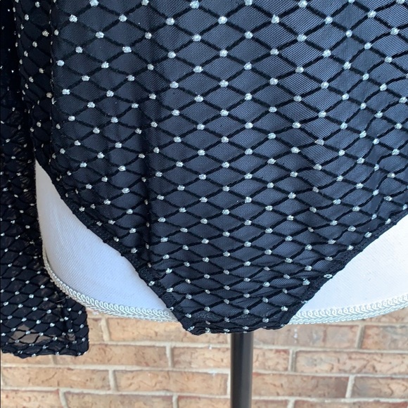 Plus Black Sheer silver sparkly bodysuit. - Picture 3 of 5